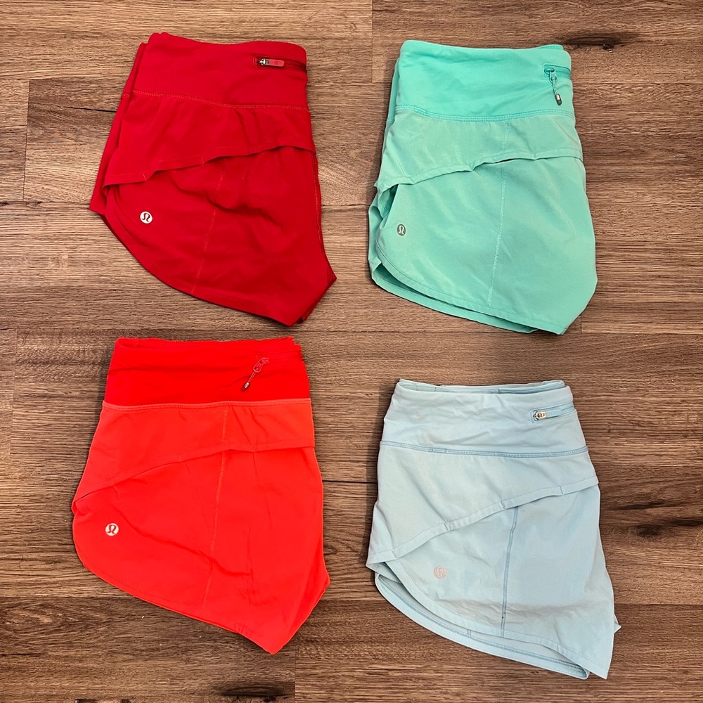 Lululemon Speed Shorts. Size 6. $40 for each or $140 for all 4.